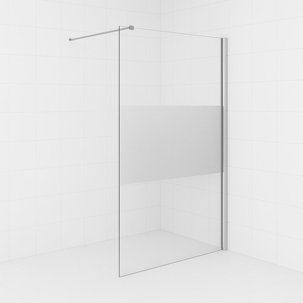 Wiesbaden Comfort Inloopdouche 10mm NANO Helder Glas / Melkglas middenband